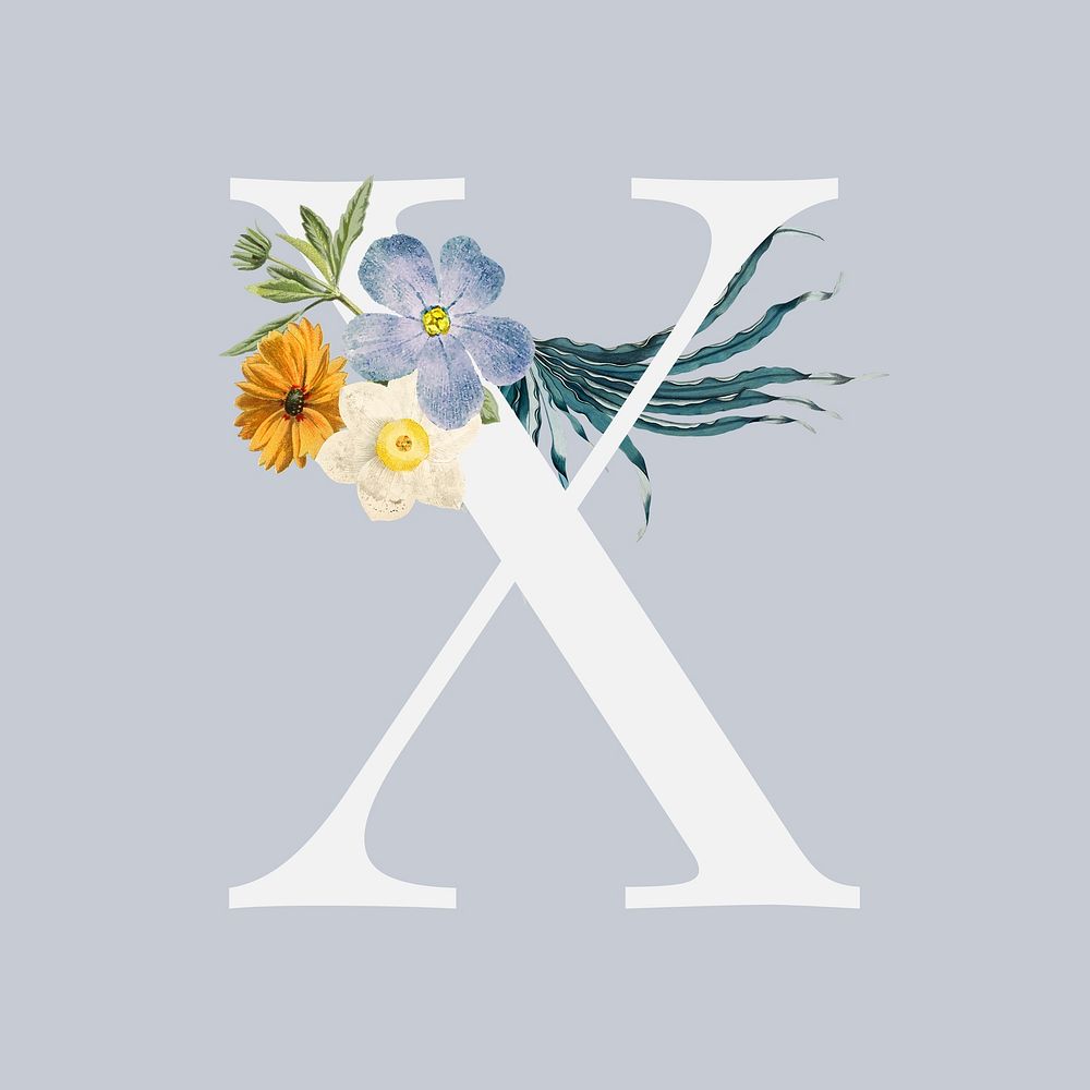 X psd floral alphabet font