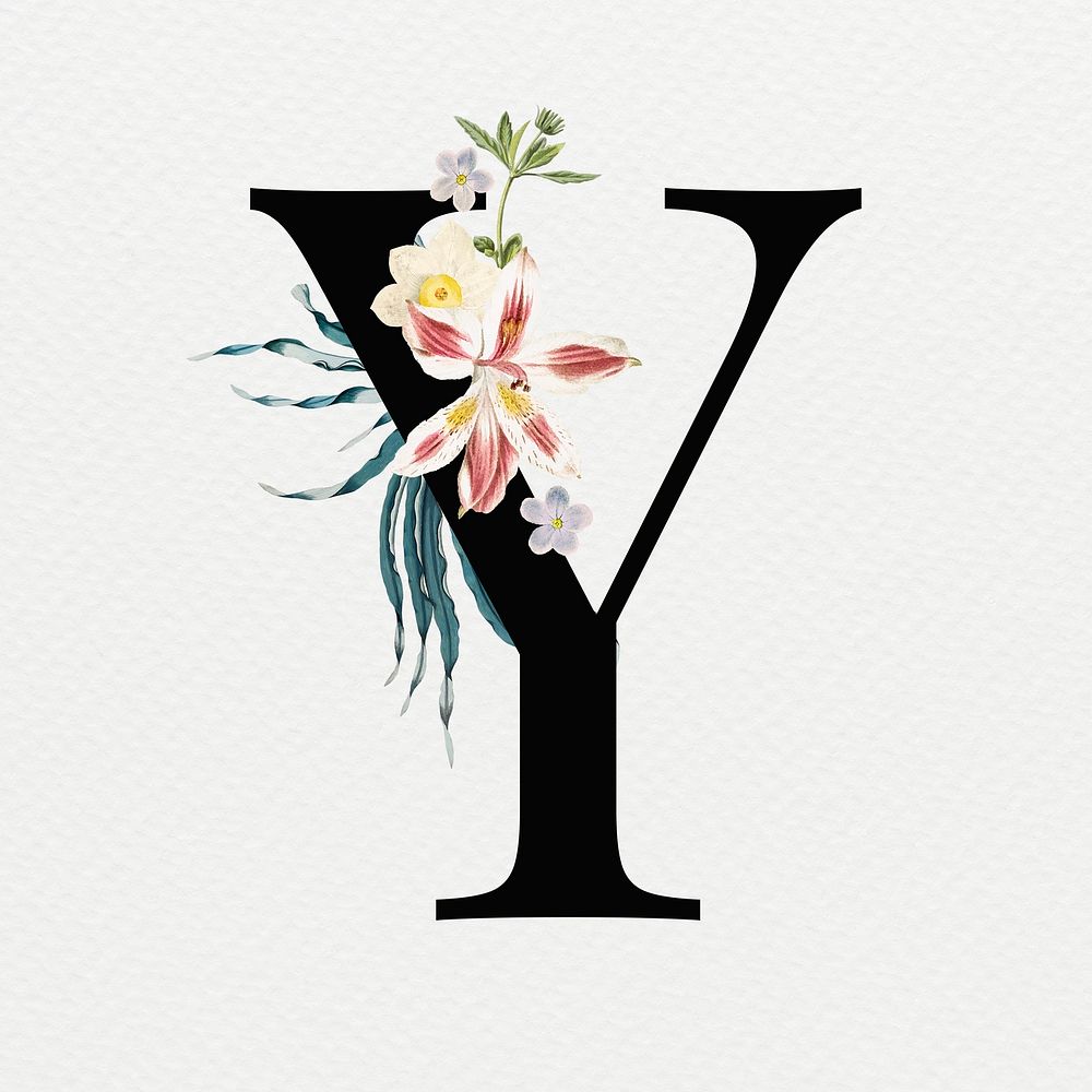 Letter Y psd vintage floral font