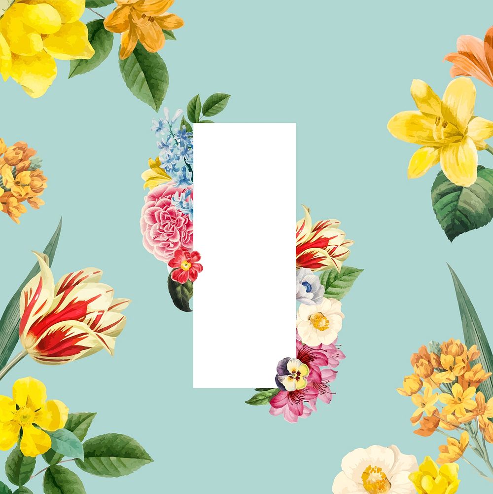 Colorful summer flower decorated frame design element