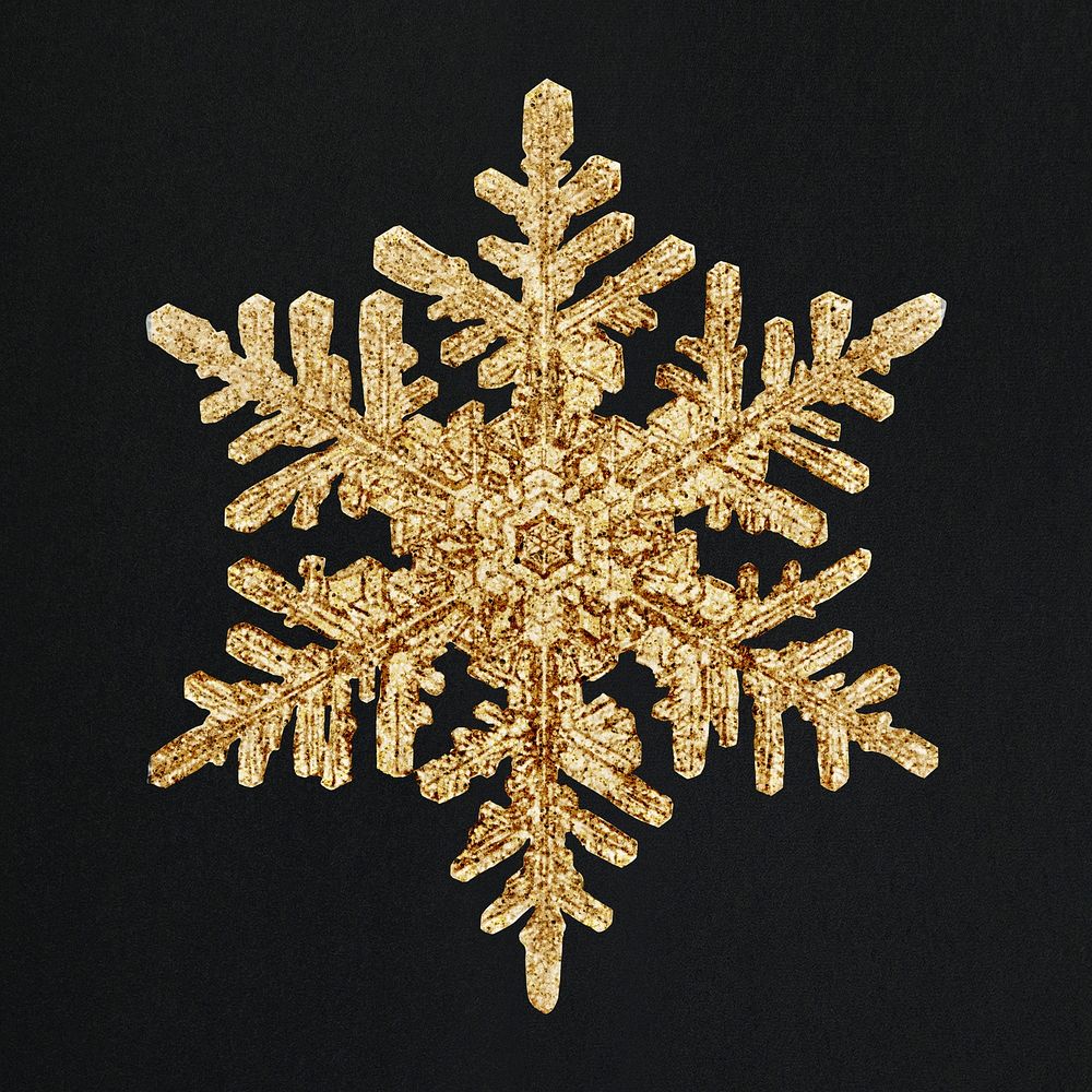 Christmas gold snowflake macro photography, remix of art by Wilson Bentley