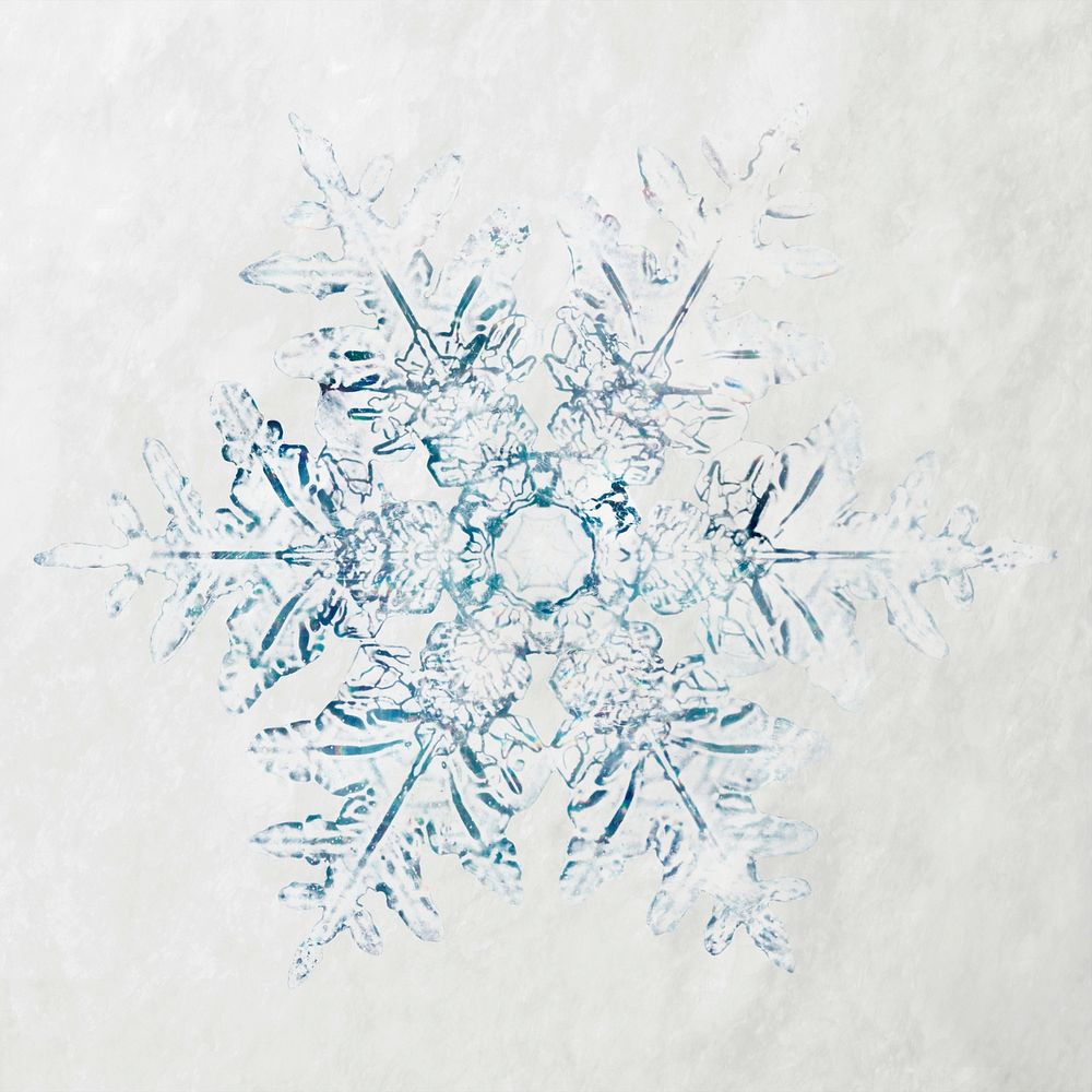 Snowflake Christmas ornament macro photography, remix of photography by Wilson Bentley