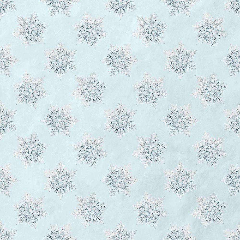 Icy snowflake seamless pattern background, remix of photography by Wilson Bentley