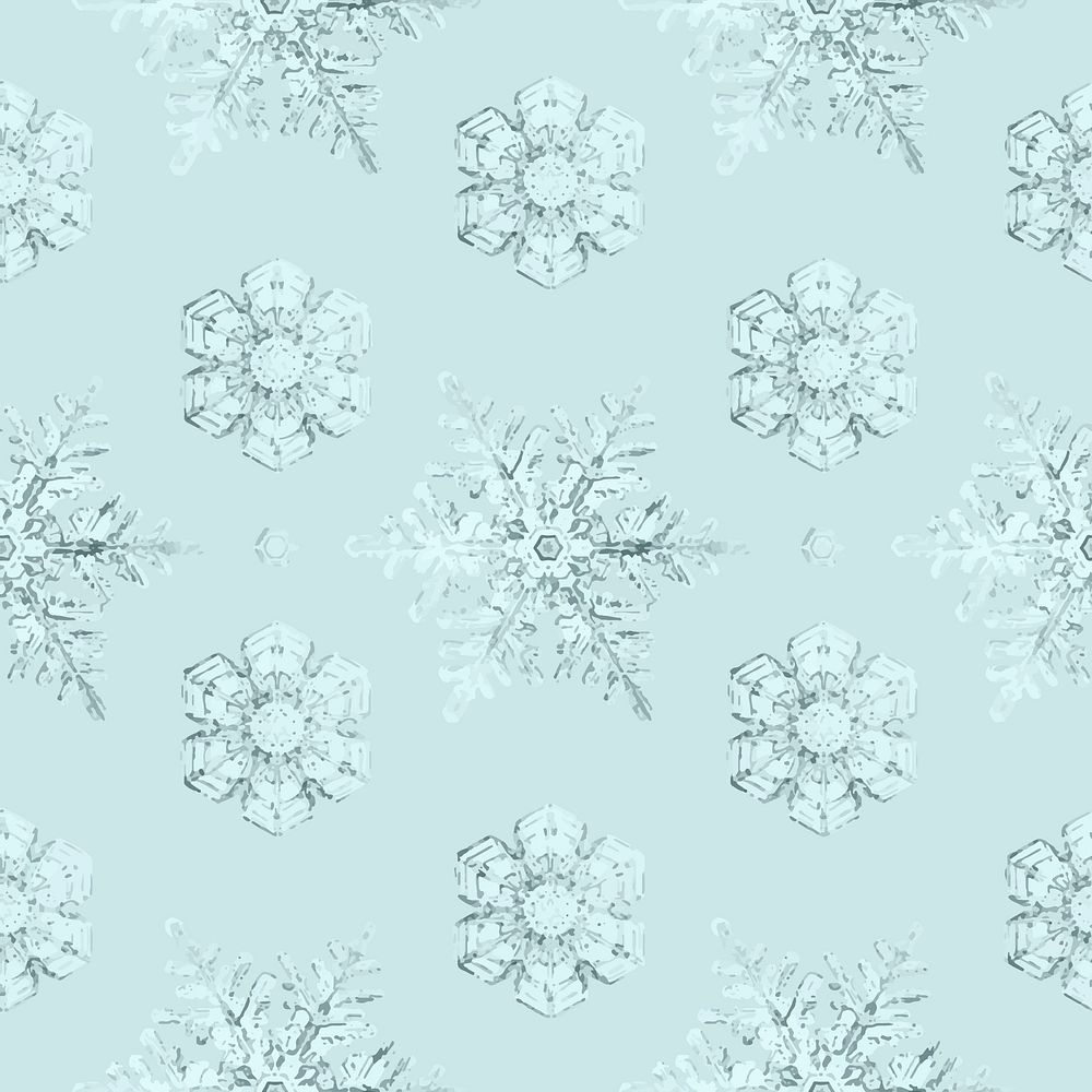 Icy snowflake seamless pattern background remix of photography by Wilson Bentley