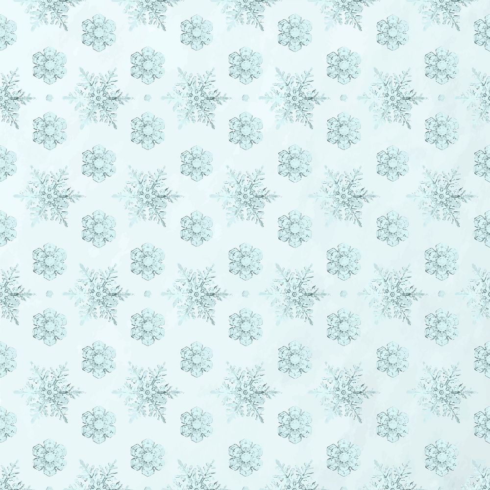 Winter snowflake seamless pattern background vector, remix of photography by Wilson Bentley