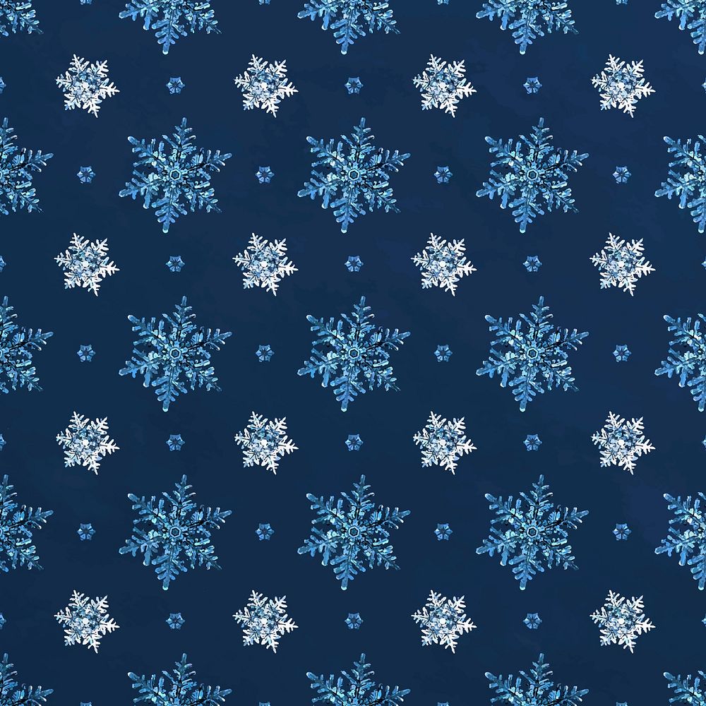 Blue Christmas snowflake seamless pattern background vector, remix of photography by Wilson Bentley