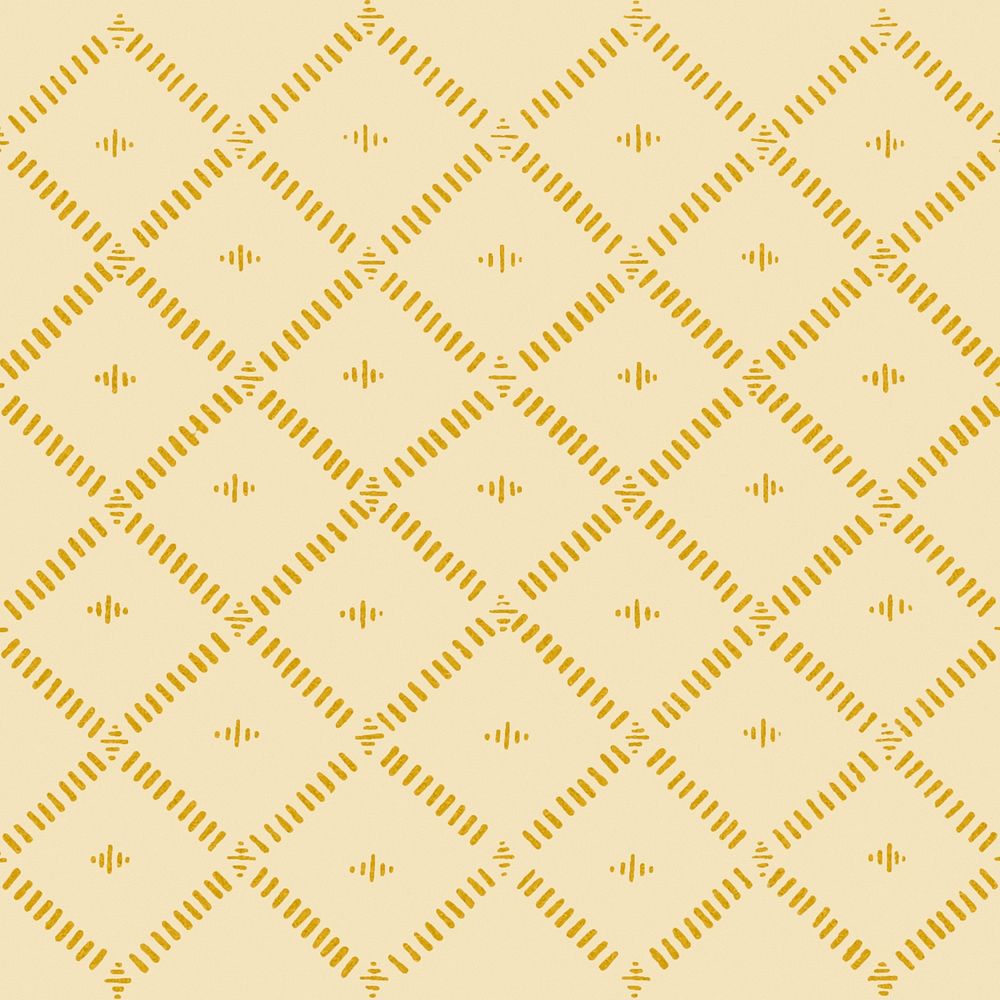 Vintage yellow geometric pattern background, featuring public domain artworks