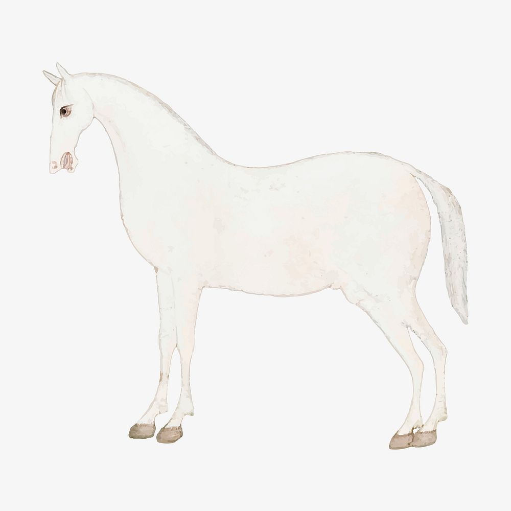 Vintage white Asian horse vector, featuring public domain artworks