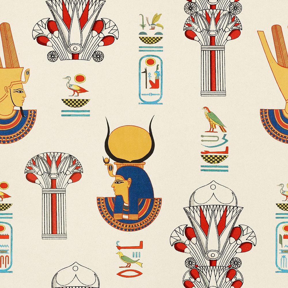Egyptian ornamental psd seamless pattern background