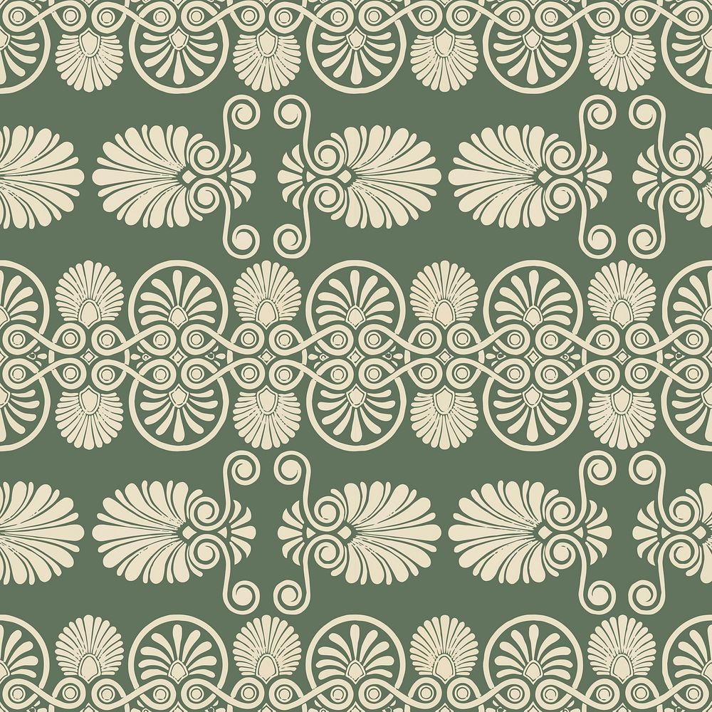 Green Greek key seamless pattern background vector