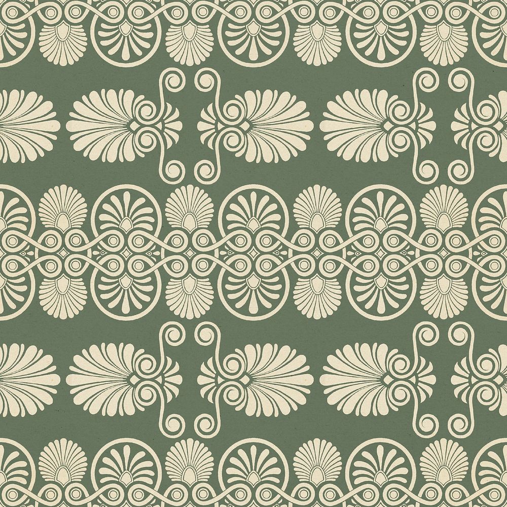 Green Greek key seamless pattern background