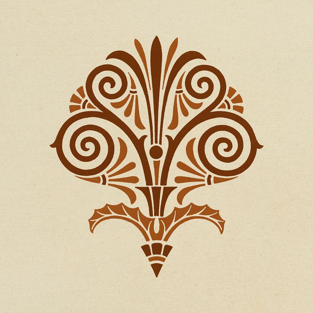 Antique brown Greek psd decorative element illustration