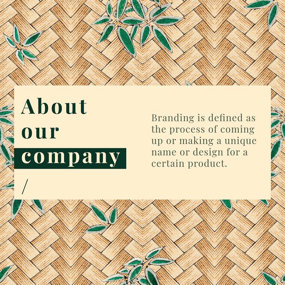 Japanese bamboo weave pattern about company editable social media template vector