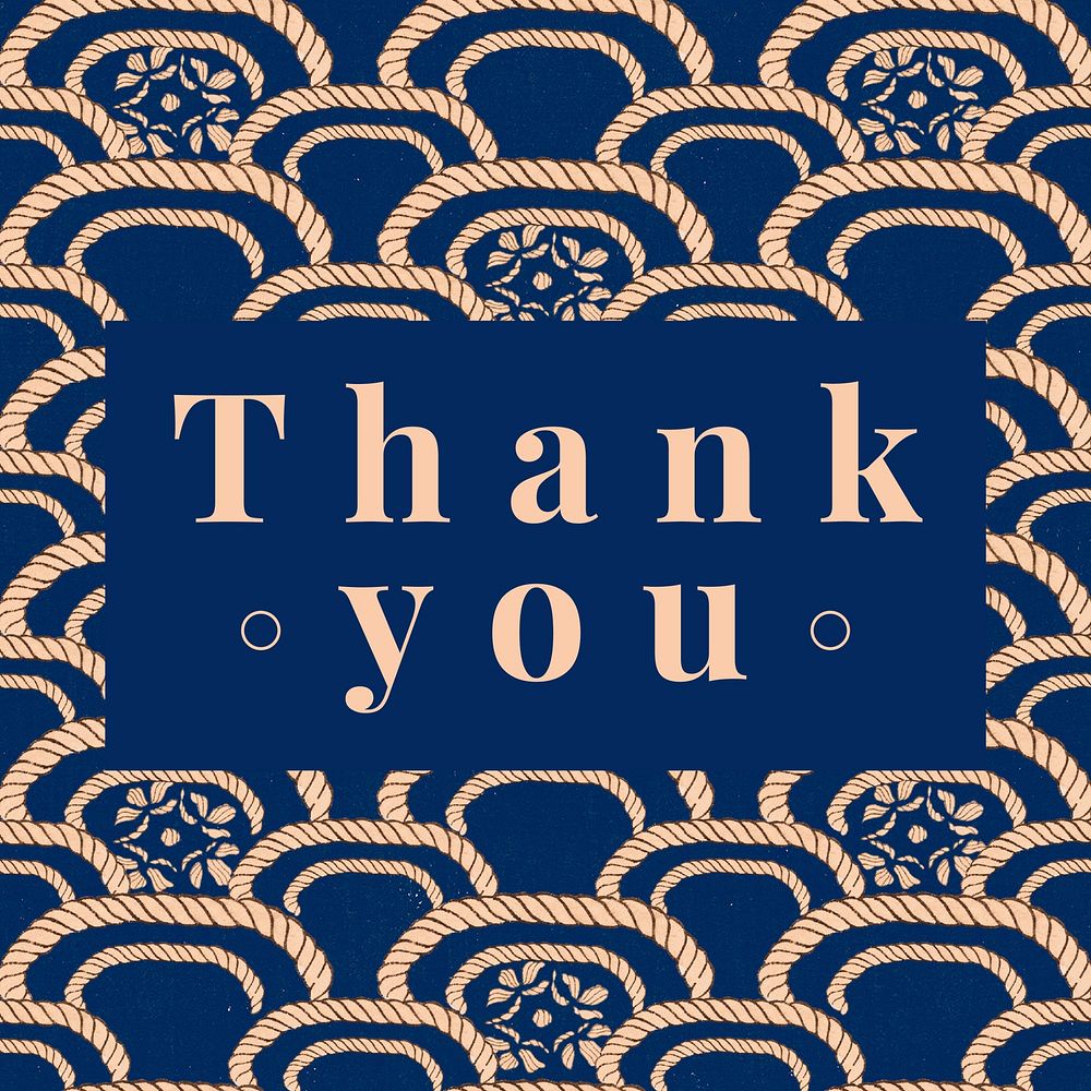 Japanese pattern business thank you editable social media template vector