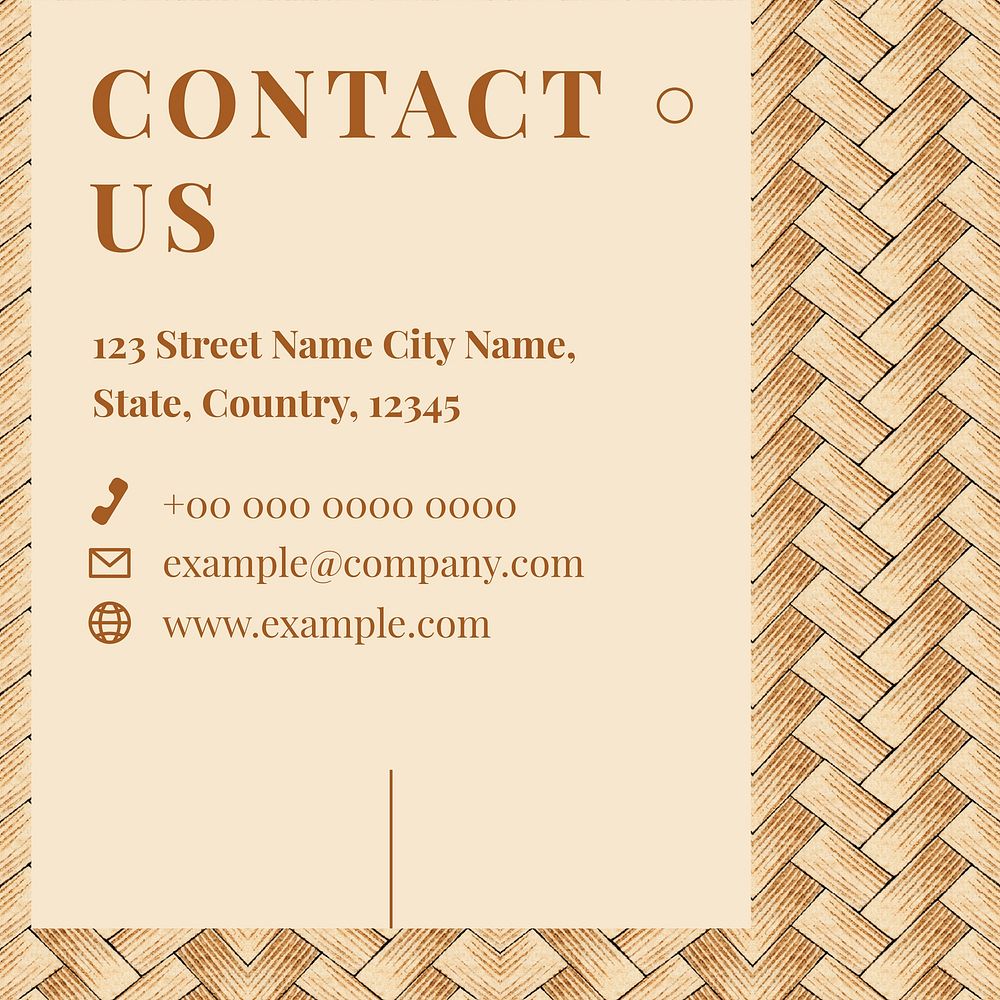 Japanese bamboo weave pattern contact us business editable social media template vector
