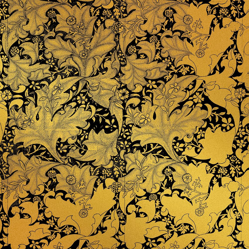 Golden floral pattern remix from artwork by William Morris