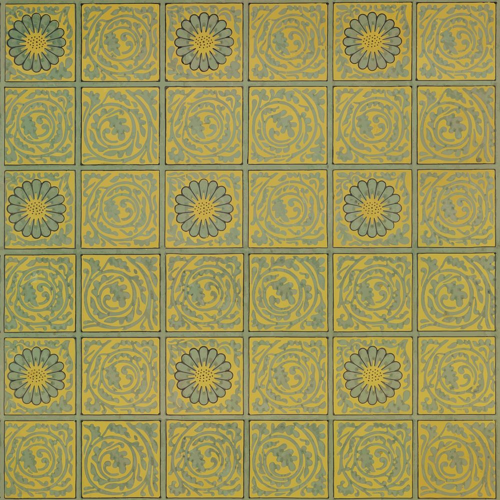 William Morris's vintage squared yellow flower famous pattern vector, remix from the original artwork