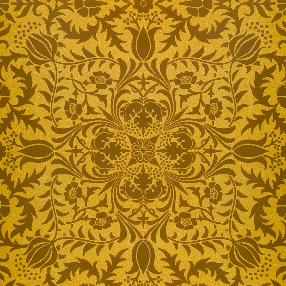 William Morris's vintage brown flower pattern vector, remix from the original artwork