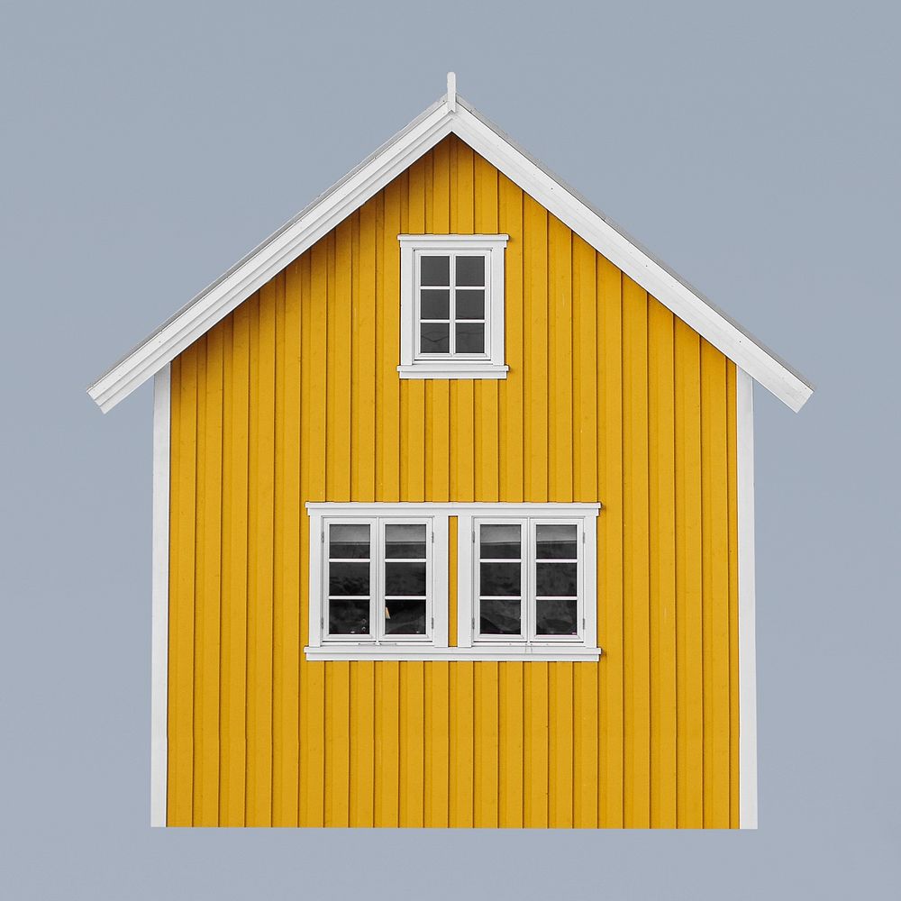 Yellow Nordic cabin illustration