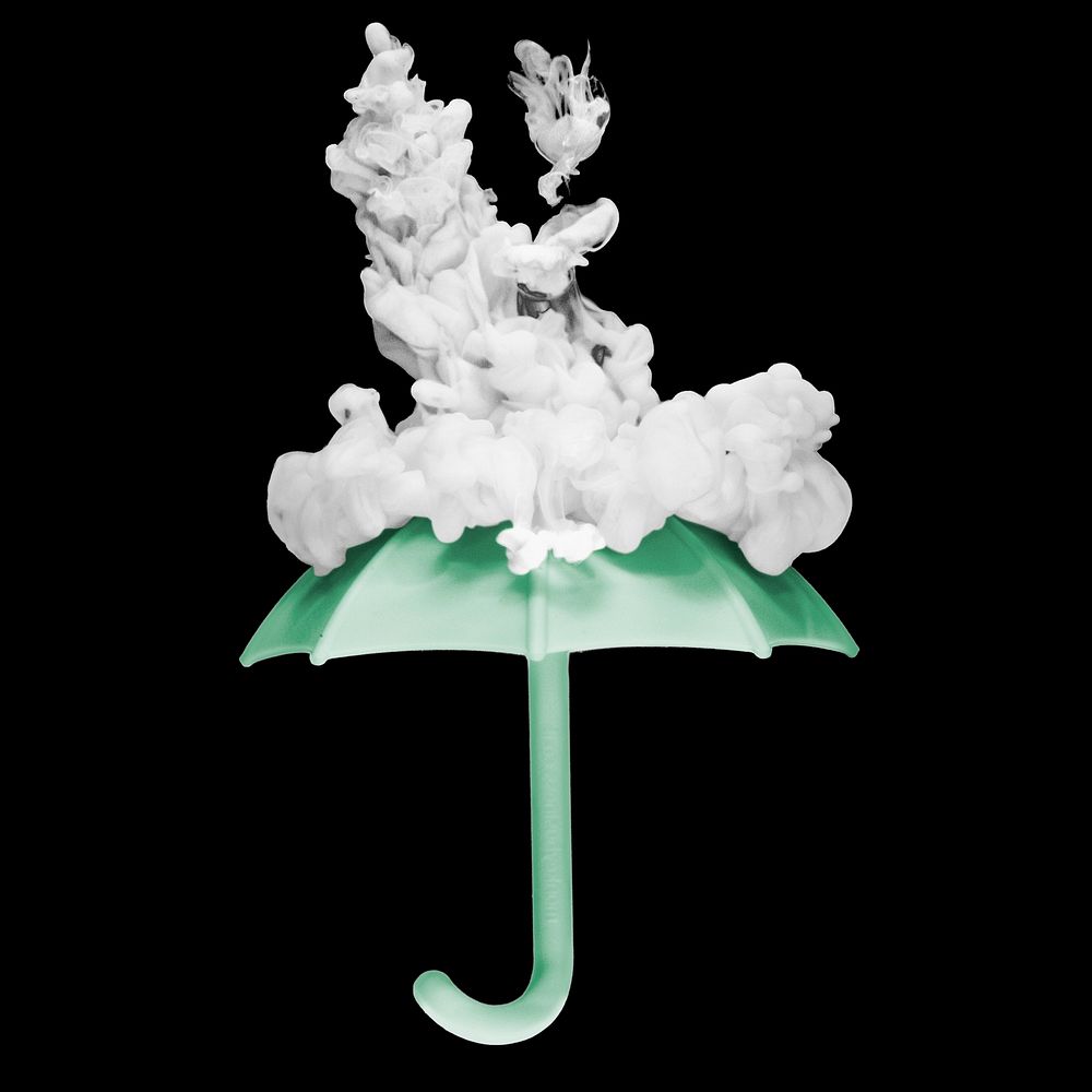 White smoke bomb umbrella psd illustration