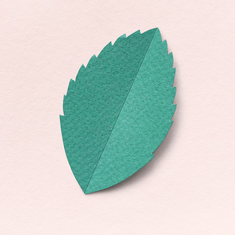 Green paper craft roseleaf isolated