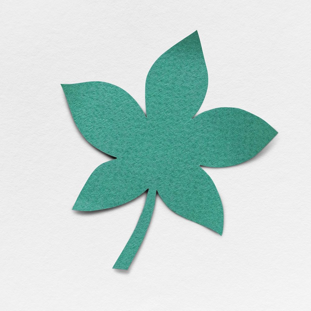 Green paper craft maple leaf isolated