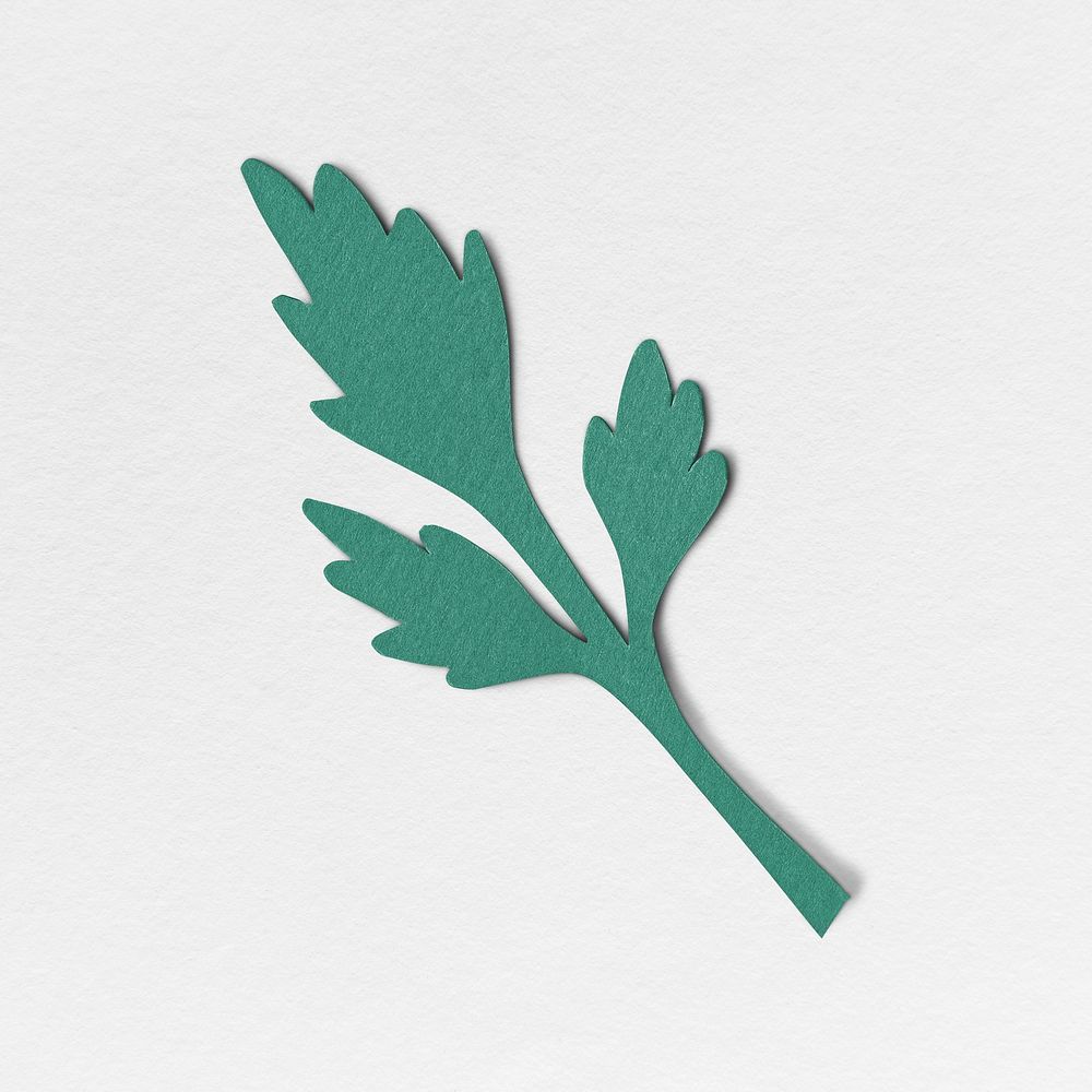 Green paper craft leaf isolated