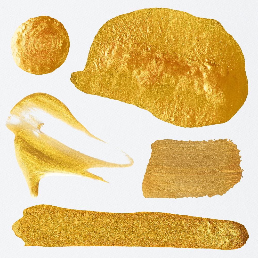 Metallic yellow paint strokes collection illustration