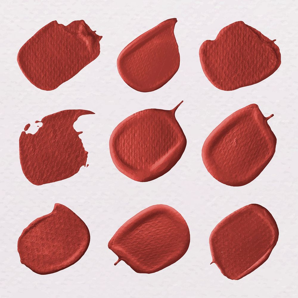 Metallic red brush stroke collection vector