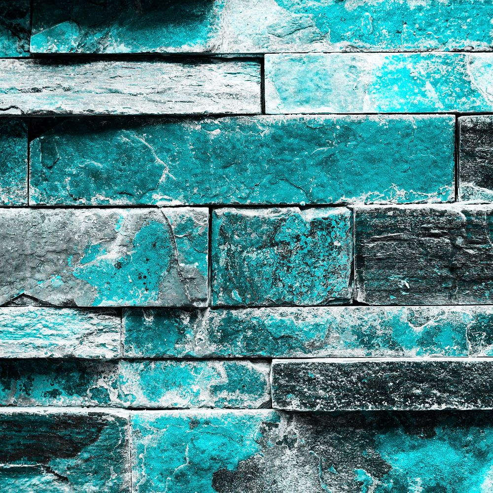 Teal brick wall textured Background