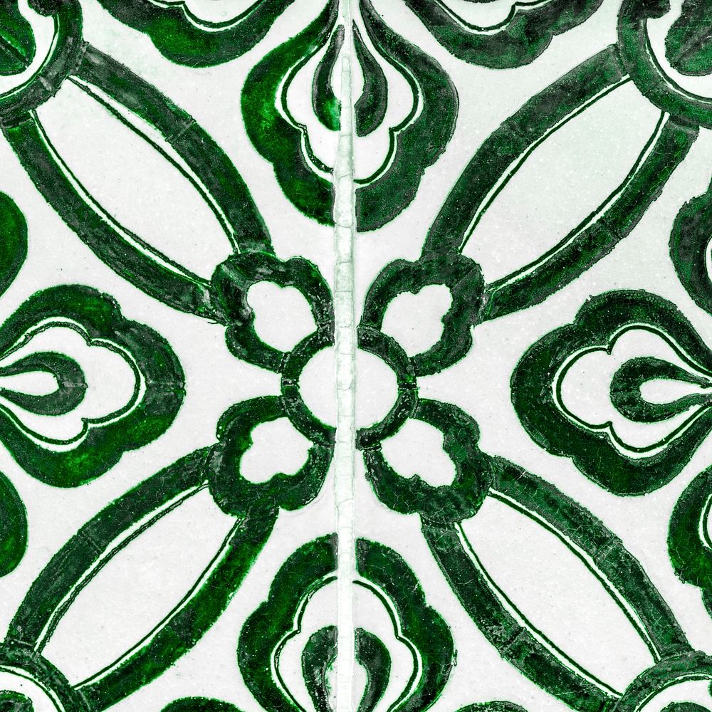 Green Moroccan mosaic floral tiles