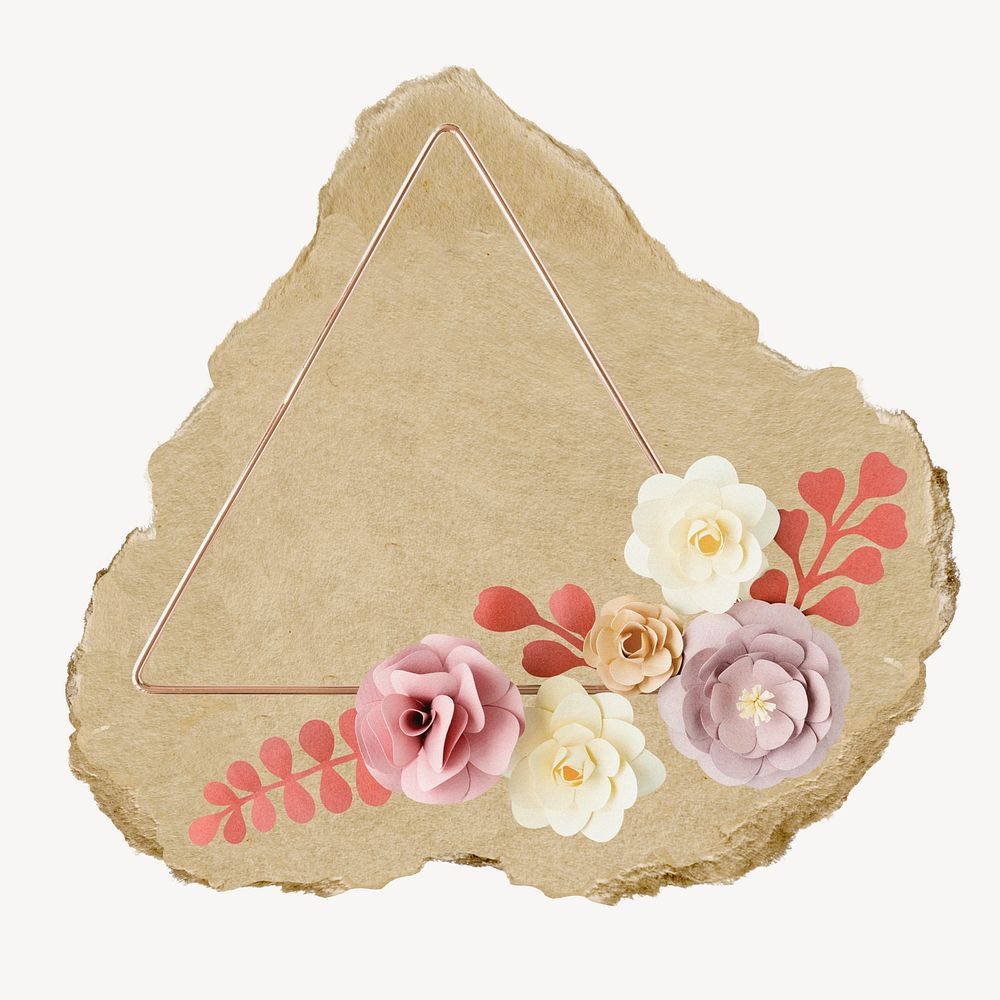 Flower frame, ripped paper collage Premium Photo rawpixel