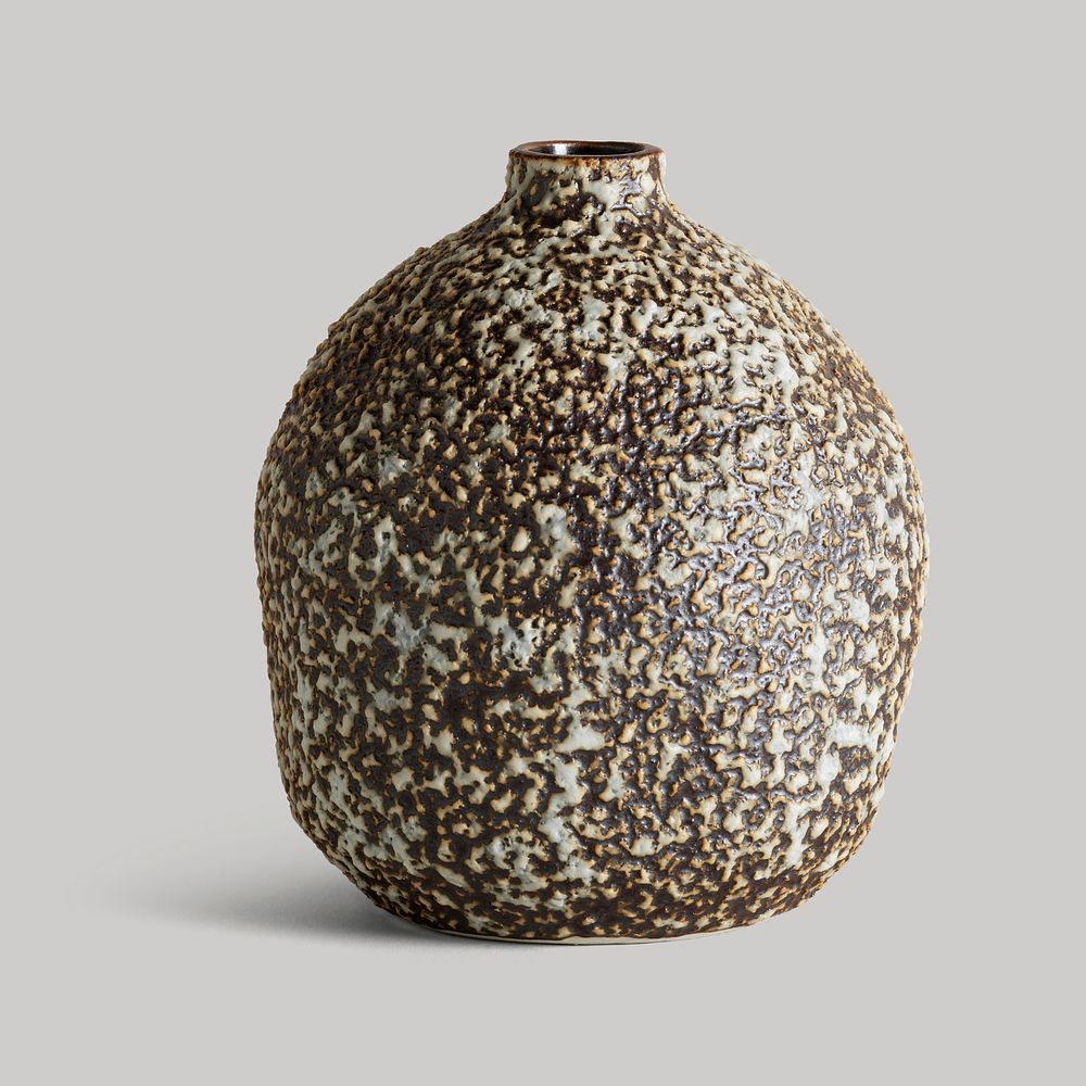 Brown ceramic textured vase mockup design resource
