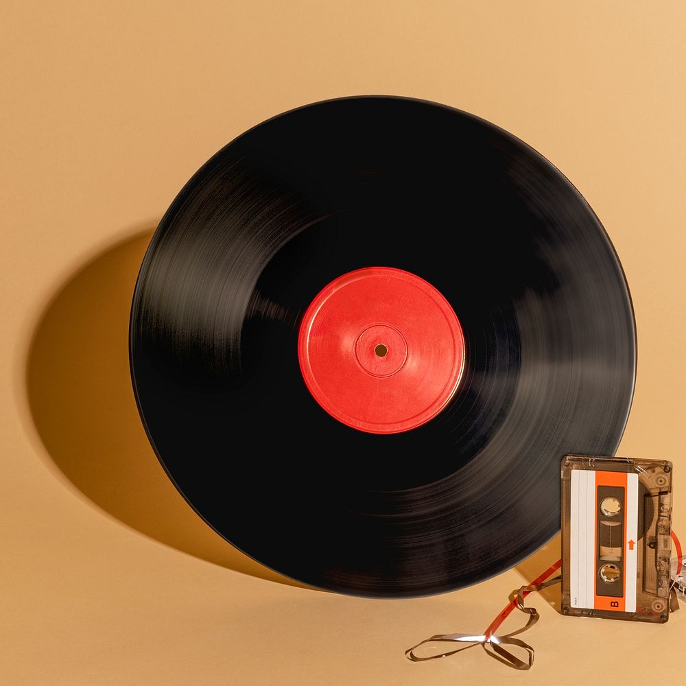 Vinyl record and a cassette tape design resource  