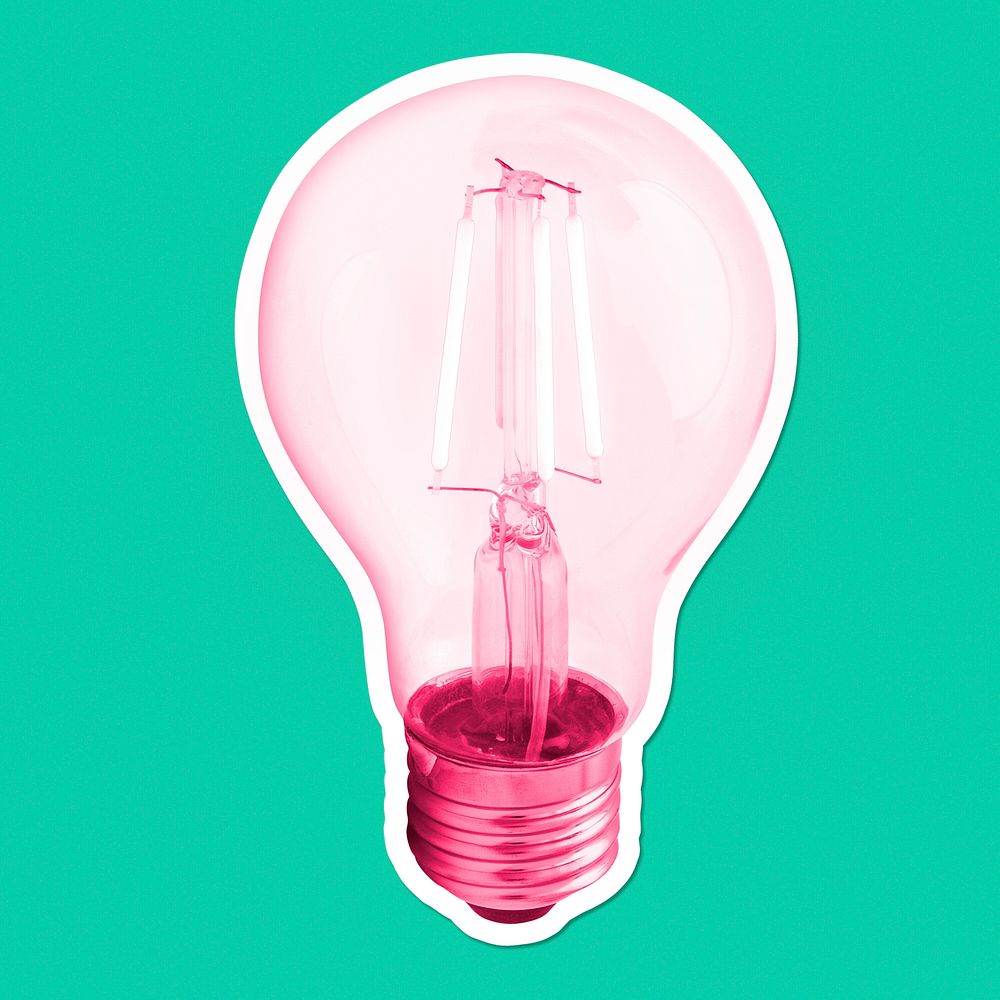 Pink Edison light bulb mockup on a green background