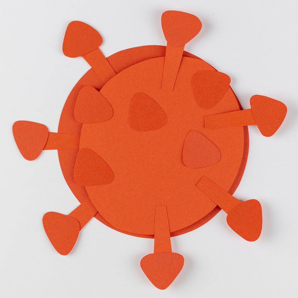 Orange paper craft coronavirus cell