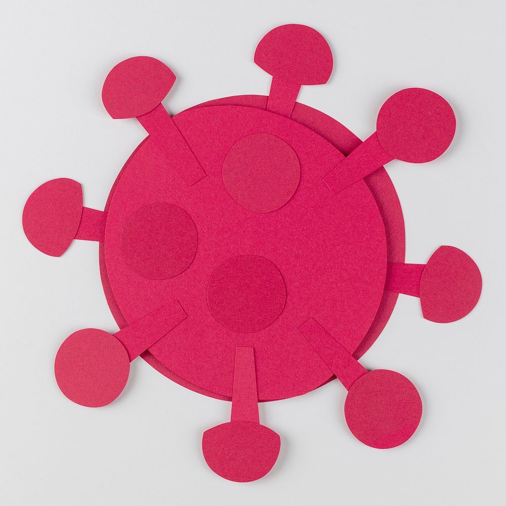 Pink paper craft coronavirus cell