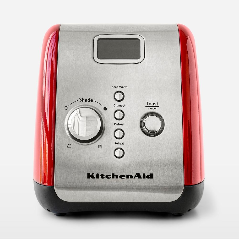 Front view of KitchenAid red bread toaster. MAY 27, 2020 - BANGKOK, THAILAND