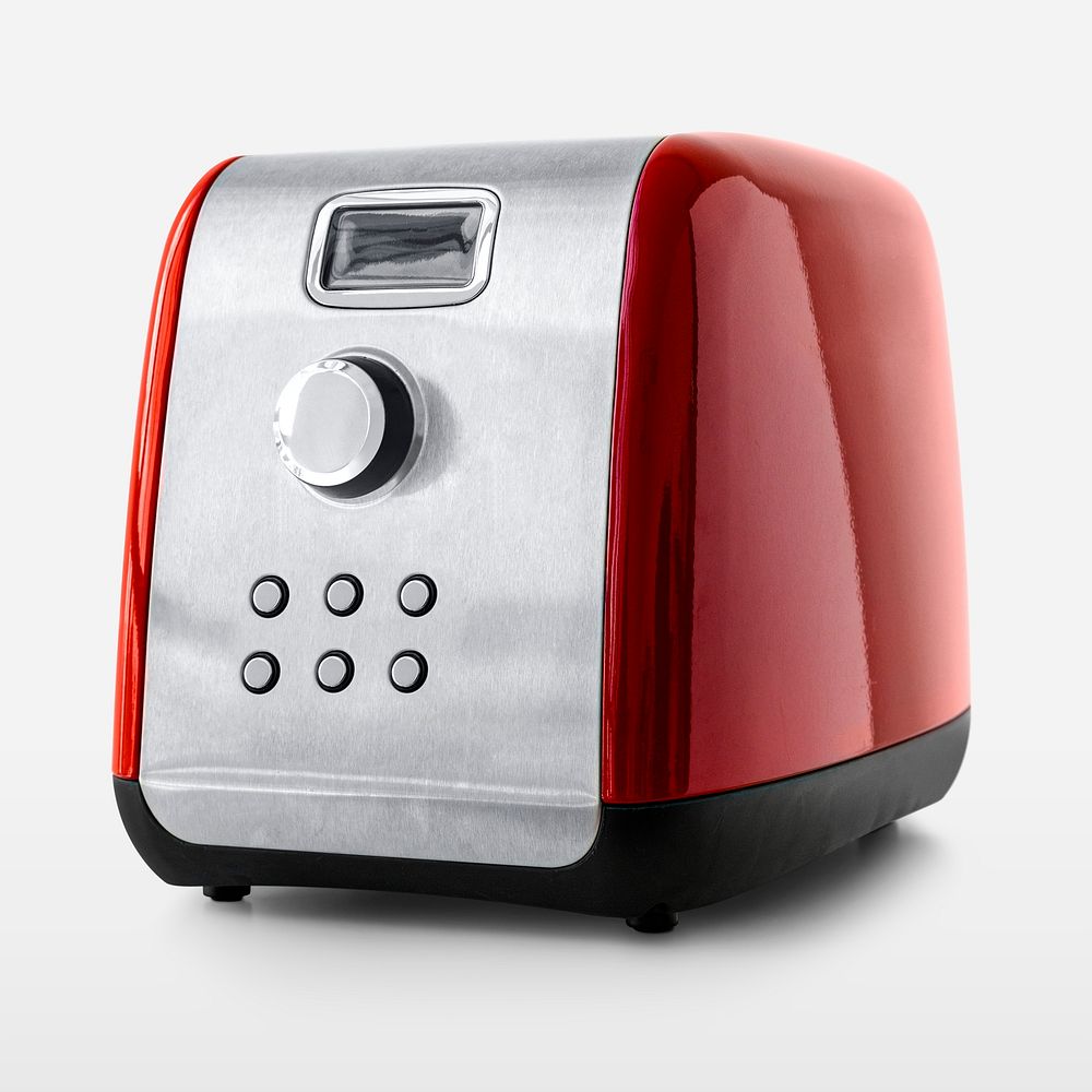 Modern red toaster sticker mockup