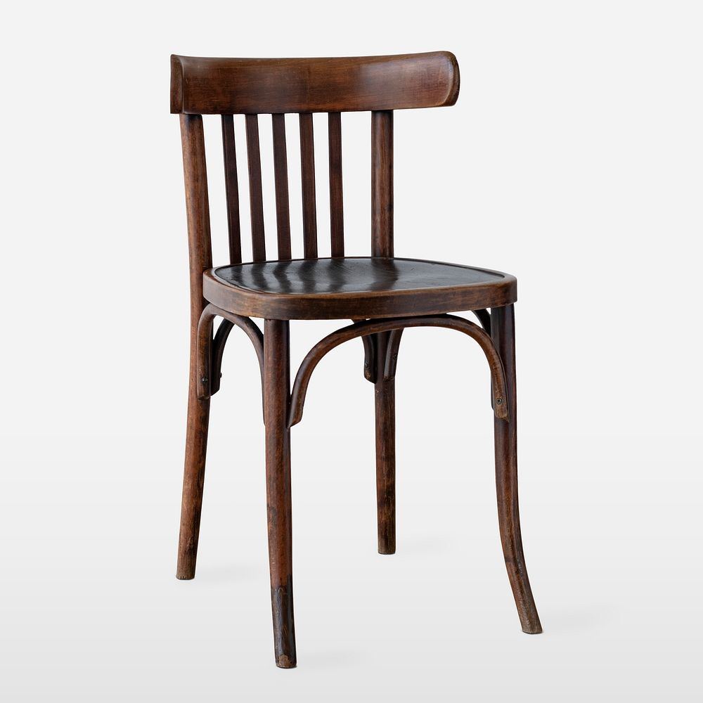Brown wooden chair on off white background