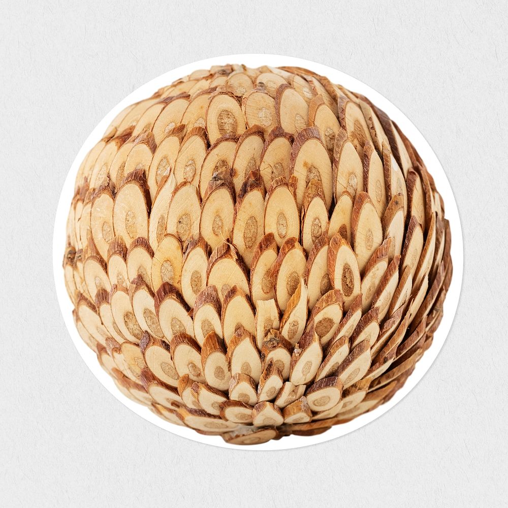 Natural wooden ball covered in wooden chips