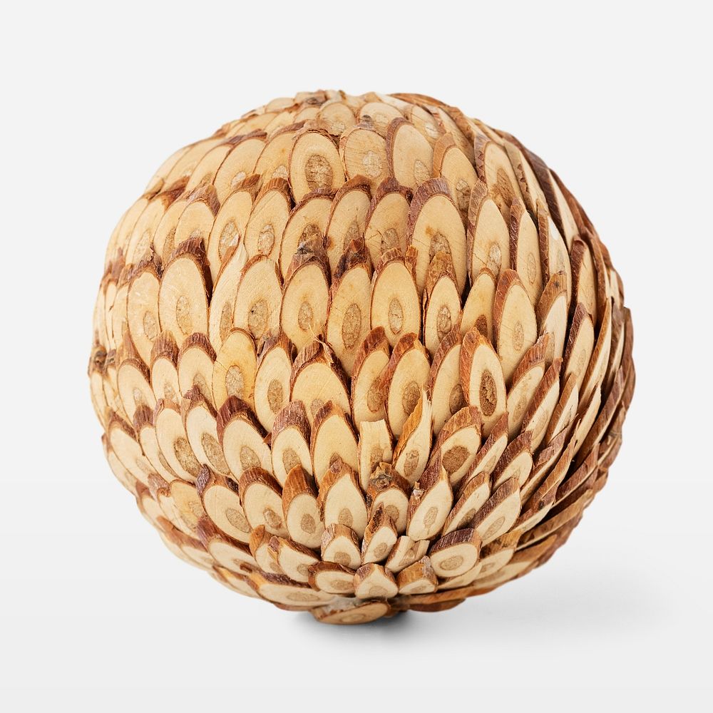 Natural wooden ball covered in wooden chips