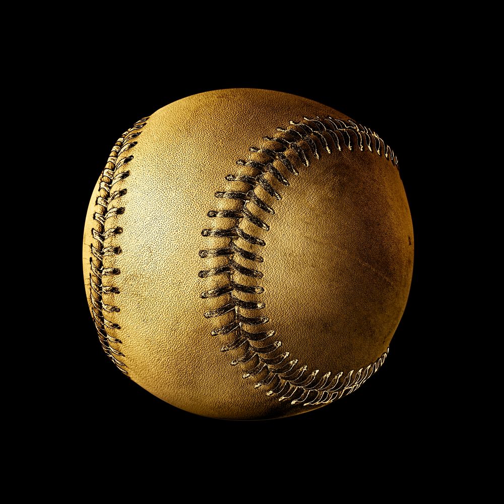 Golden baseball ball on black background