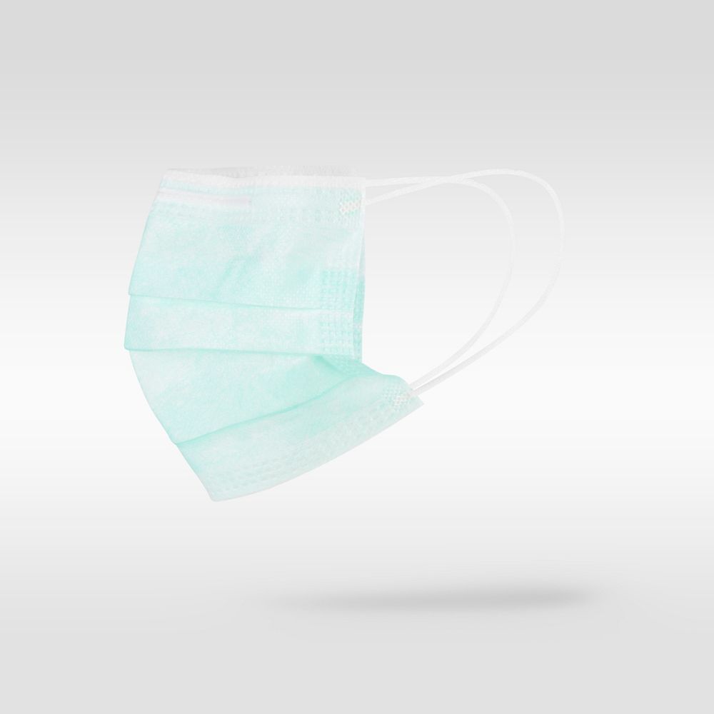 Green disposable surgical face mask mockup