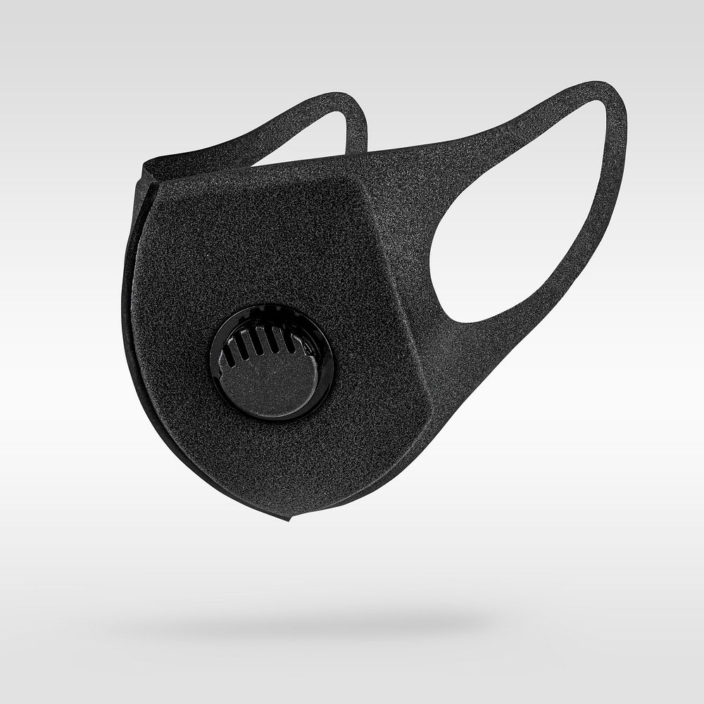 Black foam mask with valve mockup