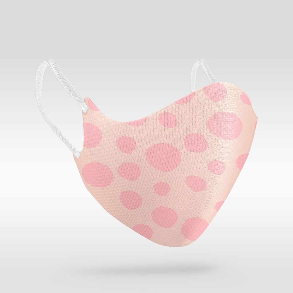 Pink dots pattern fabric mask mockup
