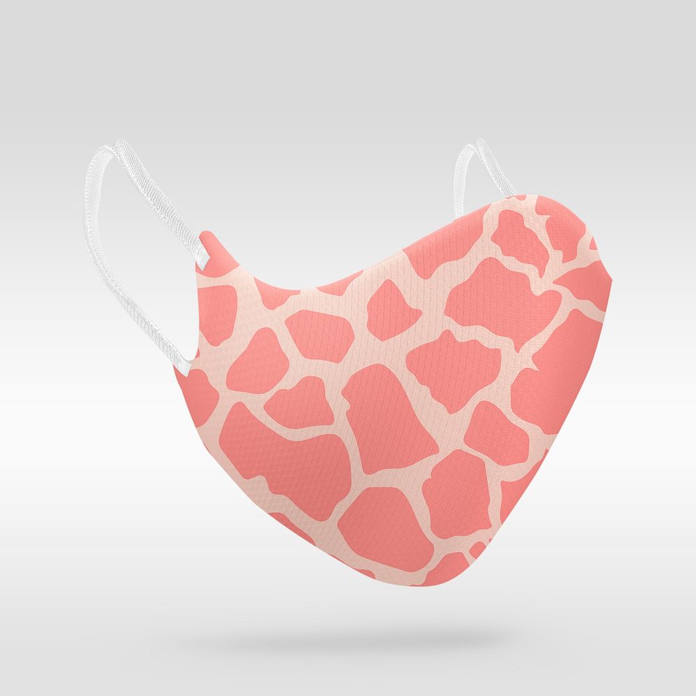 Pink giraffe pattern fabric mask mockup