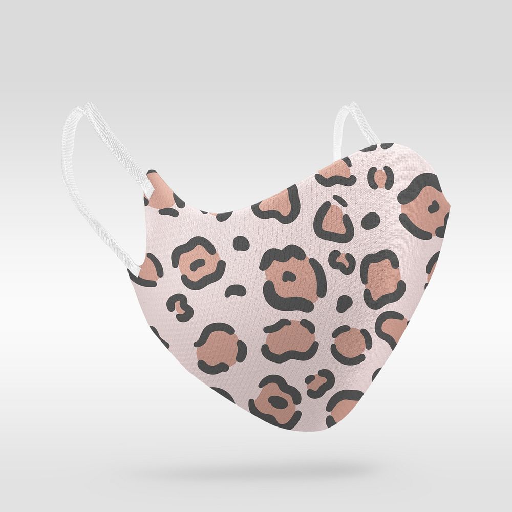 Leopard pattern fabric mask mockup