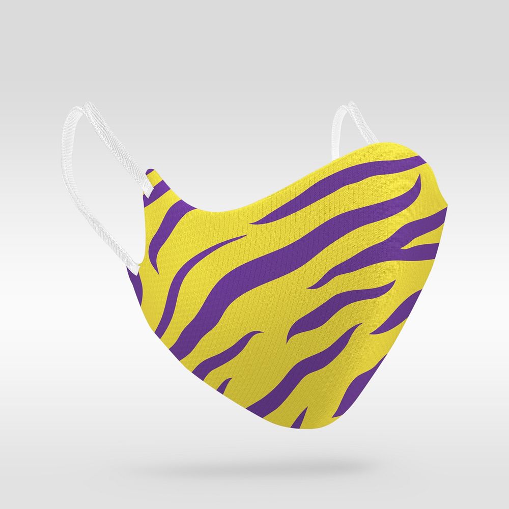 Yellow and purple pattern fabric mask mockup