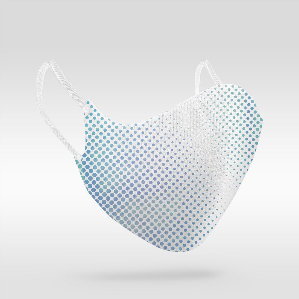 Blue dots pattern fabric mask mockup