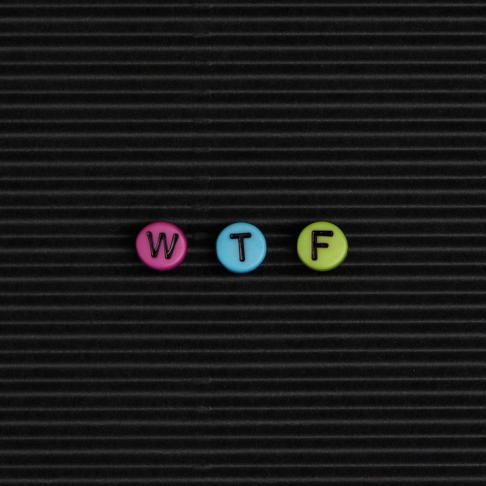 WTF beads word typography on black